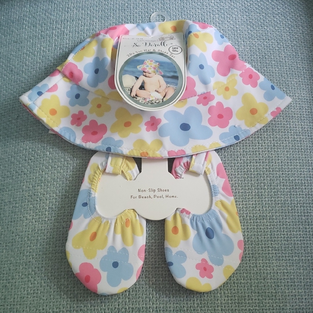 No Brand Kids Floral Hat and Shoe Set - Multicolor